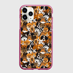 Чехол iPhone 11 Pro матовый Разные Собаки, цвет: 3D-малиновый