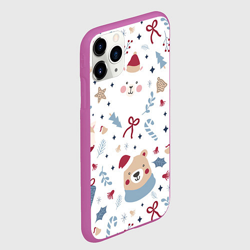 Чехол iPhone 11 Pro матовый Забавный Новый Год / 3D-Фиолетовый – фото 2