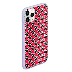 Чехол iPhone 11 Pro матовый Следы от Лап с Сердечками, цвет: 3D-светло-сиреневый — фото 2