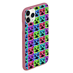 Чехол iPhone 11 Pro матовый МАЙНКРАФТ MINECRAFT ЦВЕТНЫЕ КРИПЕРЫ, цвет: 3D-малиновый — фото 2