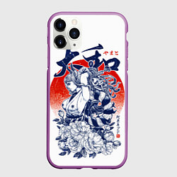 Чехол iPhone 11 Pro матовый Ямато девушка самурай Ван Пис, цвет: 3D-фиолетовый