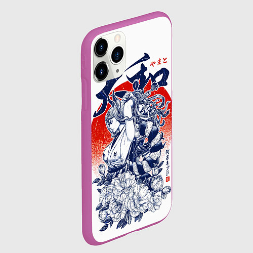 Чехол iPhone 11 Pro матовый Ямато девушка самурай Ван Пис / 3D-Фиолетовый – фото 2