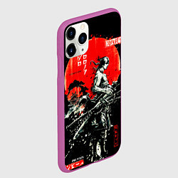 Чехол iPhone 11 Pro матовый Ван пис зоро самурай на черном фоне, цвет: 3D-фиолетовый — фото 2