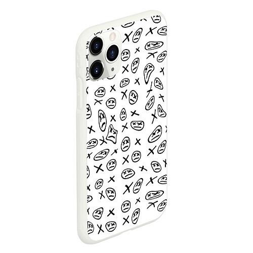 Чехол iPhone 11 Pro матовый Смайлы граффити / 3D-Белый – фото 2