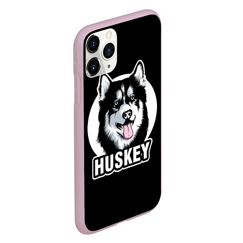 Чехол iPhone 11 Pro матовый Собака Хаски Husky / 3D-Розовый – фото 2