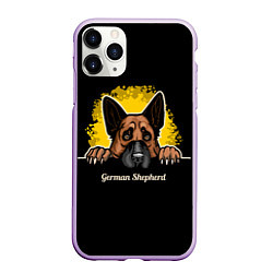 Чехол iPhone 11 Pro матовый Немецкая Овчарка German Shepherd, цвет: 3D-сиреневый