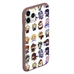Чехол iPhone 11 Pro матовый Все герои Геншин Импакта чиби паттерн, цвет: 3D-коричневый — фото 2