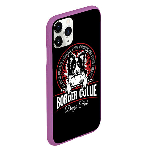 Чехол iPhone 11 Pro матовый Бордер-Колли Border Collie / 3D-Фиолетовый – фото 2