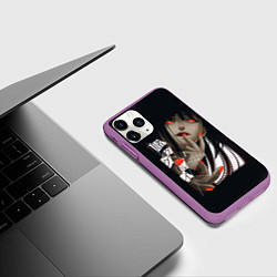 Чехол iPhone 11 Pro матовый Возбужденная Юмэко Безумный азарт, цвет: 3D-фиолетовый — фото 2
