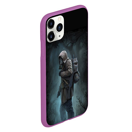 Чехол iPhone 11 Pro матовый Chernobylite в лесу / 3D-Фиолетовый – фото 2