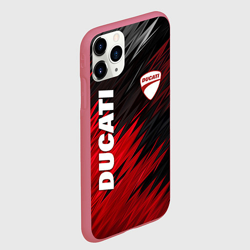 Чехол iPhone 11 Pro матовый DUCATI RED STYLE MOTOCYCLE / 3D-Малиновый – фото 2