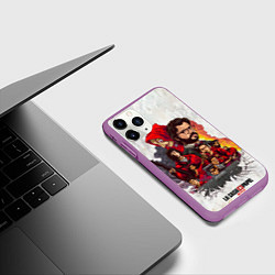 Чехол iPhone 11 Pro матовый Бумажный дом на бумажном фоне герои и злодеи, цвет: 3D-фиолетовый — фото 2