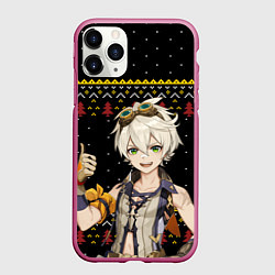 Чехол iPhone 11 Pro матовый БЕННЕТ НОВОГОДНИЙ, цвет: 3D-малиновый