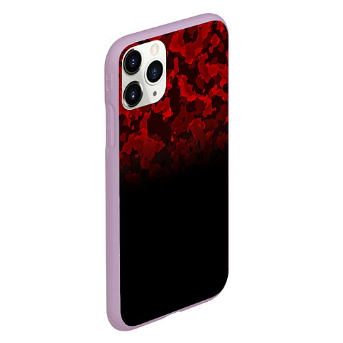 Чехол iPhone 11 Pro матовый BLACK RED CAMO RED MILLITARY / 3D-Сиреневый – фото 2