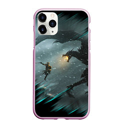 Чехол iPhone 11 Pro матовый TES FUS RO DAH DRAGON, цвет: 3D-розовый