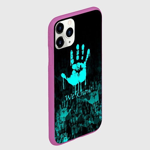 Чехол iPhone 11 Pro матовый WE KNOW NEON LOGO / 3D-Фиолетовый – фото 2