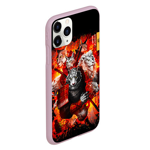 Чехол iPhone 11 Pro матовый Водяной Тигр 2022 и крупные кошки лев, рысь / 3D-Розовый – фото 2
