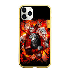 Чехол iPhone 11 Pro матовый Водяной Тигр 2022 и крупные кошки лев, рысь