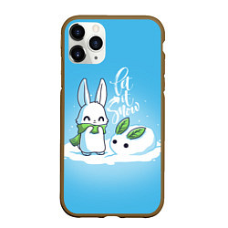 Чехол iPhone 11 Pro матовый Let it snow Зайчик и снежок