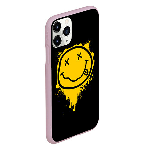 Чехол iPhone 11 Pro матовый NIRVANA LOGO SMILE, БРЫЗГИ КРАСОК / 3D-Розовый – фото 2