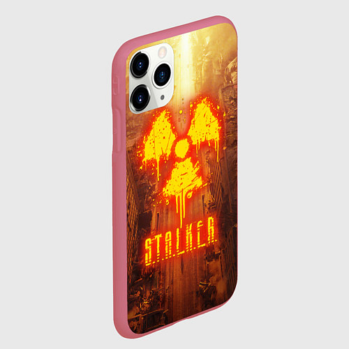 Чехол iPhone 11 Pro матовый STALKER РАДИАЦИЯ ЧЕРНОБЫЛЬ, ПРИПЯТЬ / 3D-Малиновый – фото 2