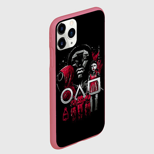 Чехол iPhone 11 Pro матовый ИГРА В КАЛЬМАРА РАСПОРЯДИТЕЛЬ / 3D-Малиновый – фото 2