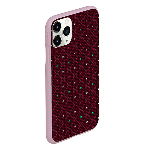 Чехол iPhone 11 Pro матовый Knitted Texture / 3D-Розовый – фото 2