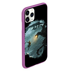 Чехол iPhone 11 Pro матовый TES SKYRIM FIGHT DRAGON, цвет: 3D-фиолетовый — фото 2