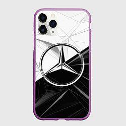 Чехол iPhone 11 Pro матовый MERCEDES-BENZ МЕРСЕДЕС-БЕНЗ BLACK AND WHITE, цвет: 3D-фиолетовый