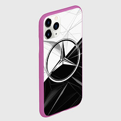 Чехол iPhone 11 Pro матовый MERCEDES-BENZ МЕРСЕДЕС-БЕНЗ BLACK AND WHITE, цвет: 3D-фиолетовый — фото 2