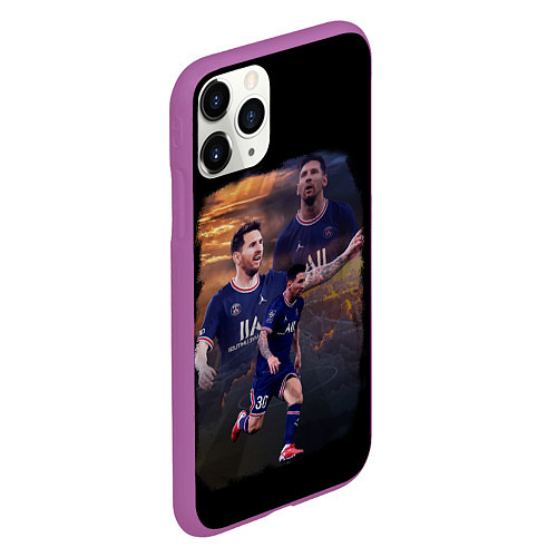 Чехол iPhone 11 Pro матовый ЛИОНЕЛЬ МЕССИ ПСЖ / 3D-Фиолетовый – фото 2