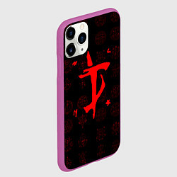 Чехол iPhone 11 Pro матовый Символ палача рока Doom, цвет: 3D-фиолетовый — фото 2