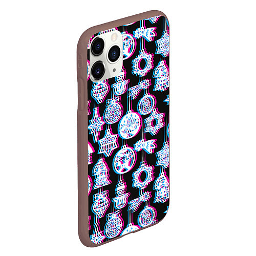 Чехол iPhone 11 Pro матовый Новогодний глюк / 3D-Коричневый – фото 2