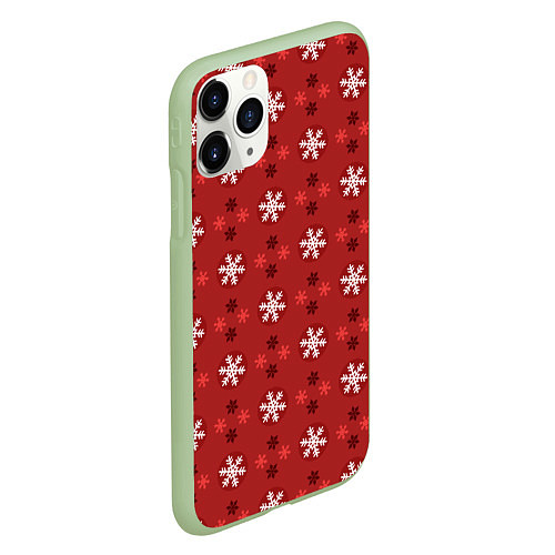 Чехол iPhone 11 Pro матовый Snowflakes / 3D-Салатовый – фото 2