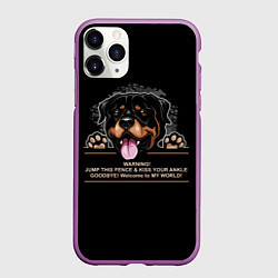 Чехол iPhone 11 Pro матовый Собака Ротвейлер, цвет: 3D-фиолетовый