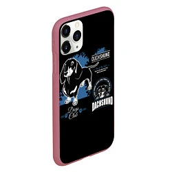 Чехол iPhone 11 Pro матовый Собака Такса, цвет: 3D-малиновый — фото 2