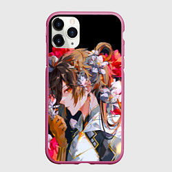 Чехол iPhone 11 Pro матовый Чжун Ли в цветах Genshin impact, цвет: 3D-малиновый