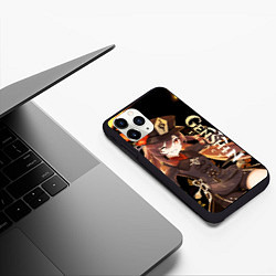 Чехол iPhone 11 Pro матовый Ху Тао - Геншин импакт, цвет: 3D-черный — фото 2