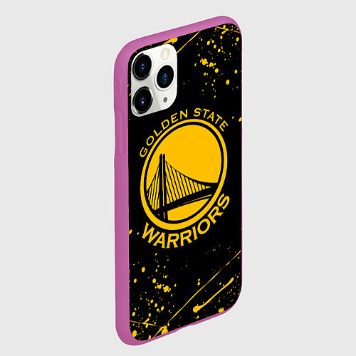 Чехол iPhone 11 Pro матовый GOLDEN STATE WARRIORS? , БРЫЗГИ КРАСОК / 3D-Фиолетовый – фото 2