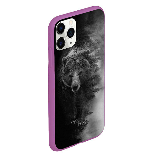 Чехол iPhone 11 Pro матовый EVIL BEAR / 3D-Фиолетовый – фото 2
