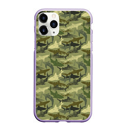 Чехол iPhone 11 Pro матовый Камуфляж из Акул, цвет: 3D-светло-сиреневый