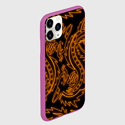 Чехол iPhone 11 Pro матовый ОГНЕННЫЕ ДРАКОНЫ НЕОН NEON FIRE DRAGONS, цвет: 3D-фиолетовый — фото 2