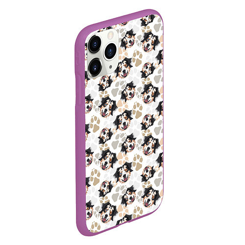 Чехол iPhone 11 Pro матовый Собака Австралийская Овчарка / 3D-Фиолетовый – фото 2