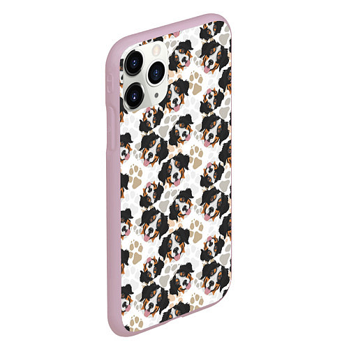 Чехол iPhone 11 Pro матовый Зенненхунд Бернский / 3D-Розовый – фото 2