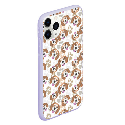 Чехол iPhone 11 Pro матовый Бигль Собака / 3D-Светло-сиреневый – фото 2