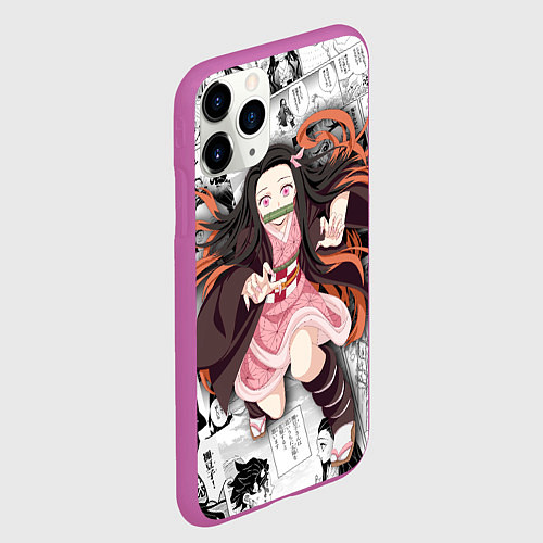 Чехол iPhone 11 Pro матовый Незуко Камадо на манге / 3D-Фиолетовый – фото 2