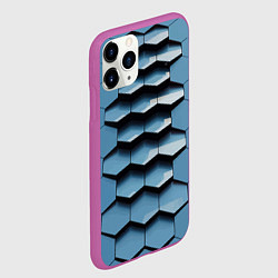 Чехол iPhone 11 Pro матовый Соты узор авангард, цвет: 3D-фиолетовый — фото 2
