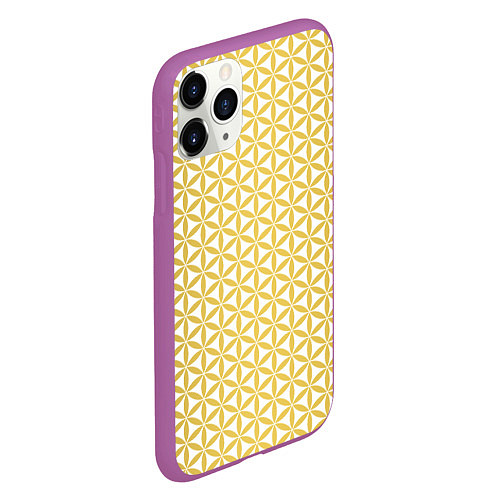 Чехол iPhone 11 Pro матовый Цветок Жизни золото / 3D-Фиолетовый – фото 2