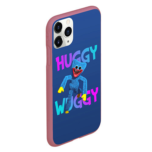 Чехол iPhone 11 Pro матовый Huggy Wuggy: Зубастый монстр / 3D-Малиновый – фото 2