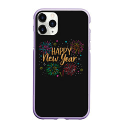 Чехол iPhone 11 Pro матовый Fireworks Explosinons Happy New Year, цвет: 3D-светло-сиреневый
